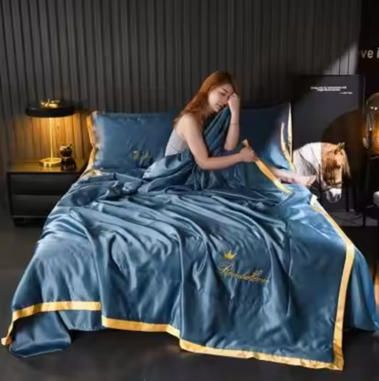 Light Luxury Embroidered Washing Silk Sheet - Sangia Silks