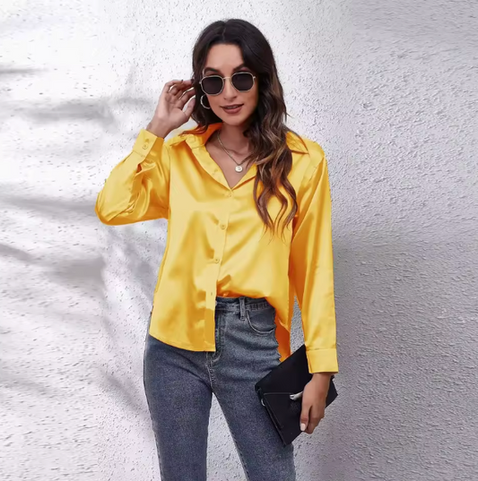 Satin Blouse Shirt Silk Tops