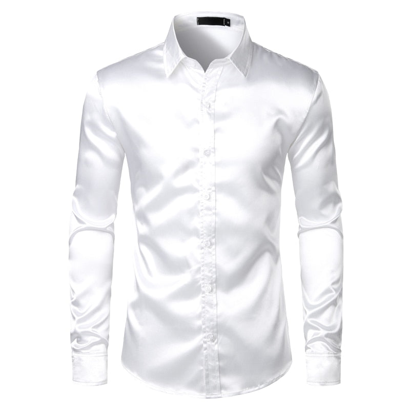 Black Men's Silk Dress Shirt Set - Sangia Silks