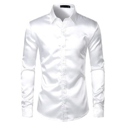 Black Men's Silk Dress Shirt Set - Sangia Silks