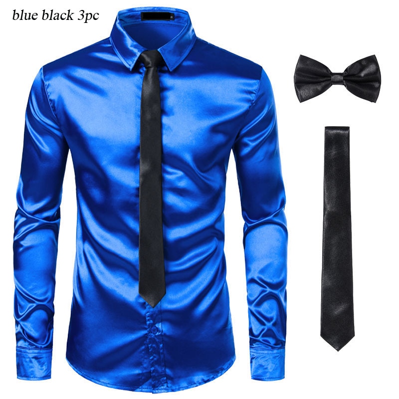 Black Men's Silk Dress Shirt Set - Sangia Silks