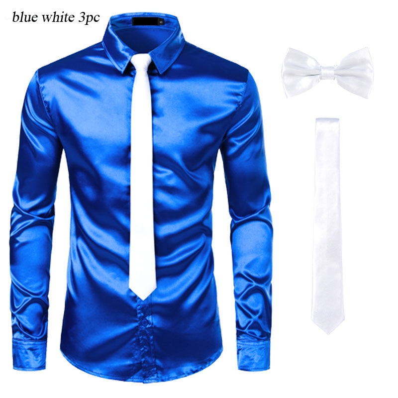 Black Men's Silk Dress Shirt Set - Sangia Silks