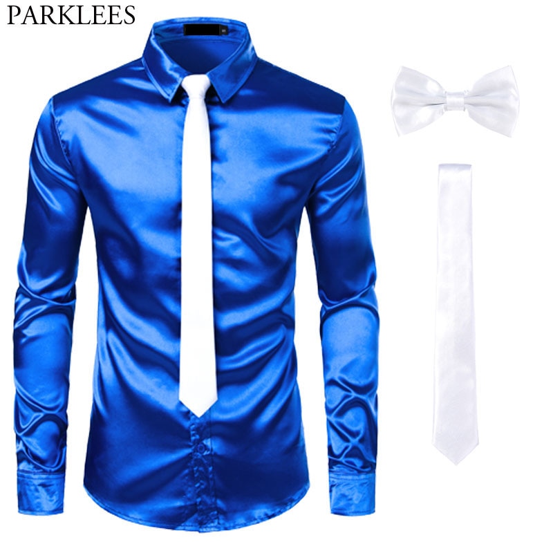 Black Men's Silk Dress Shirt Set - Sangia Silks