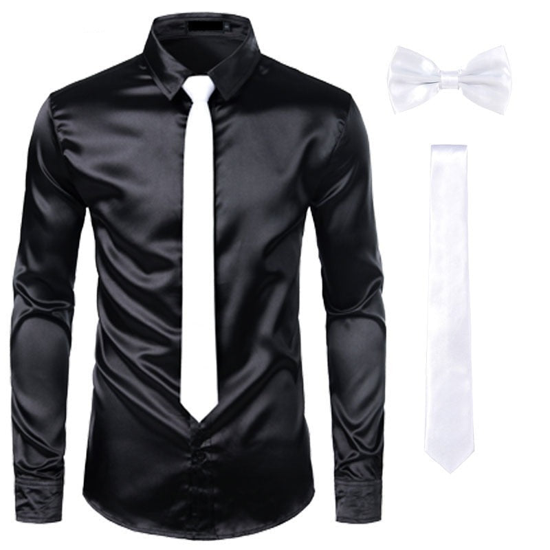 Luxury 2020 New Printing Shirt Men Black White Kemeja Pria Long