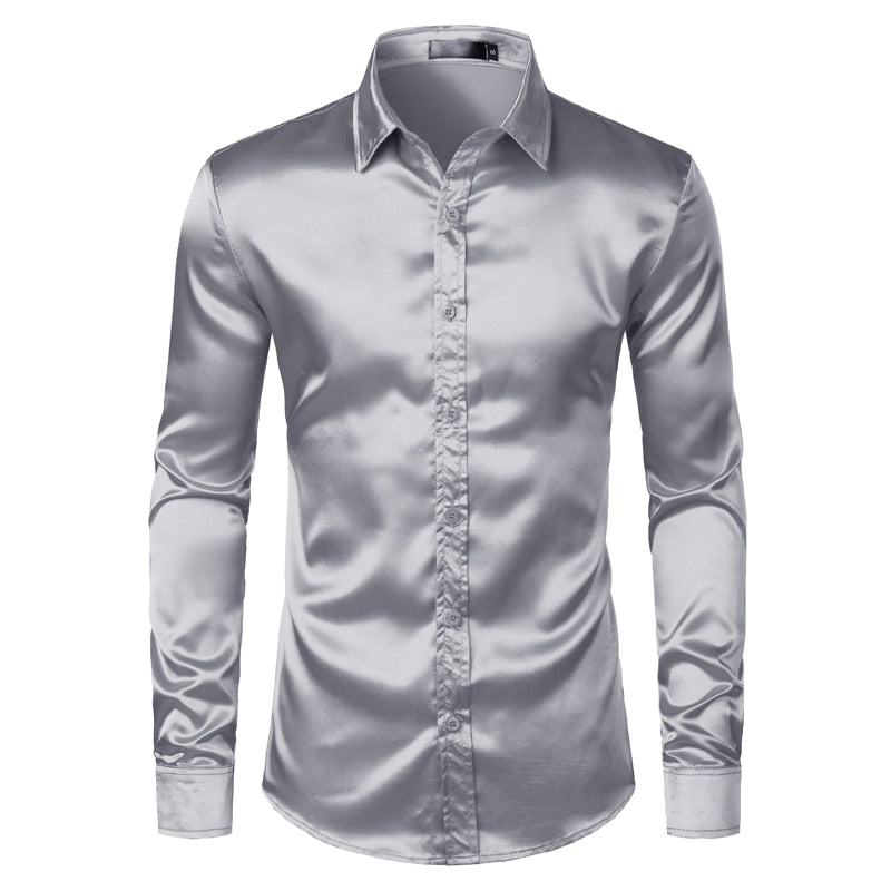 Black Men's Silk Dress Shirt Set - Sangia Silks