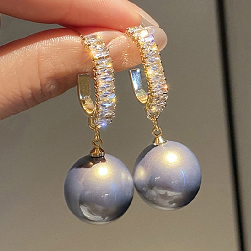 2022 New Classic Elegant Imitation Pearl Dangle Earrings For Women Crystal Long Tassel Exquisite Drop Earring Wedding Jewelry - Sangia Silks