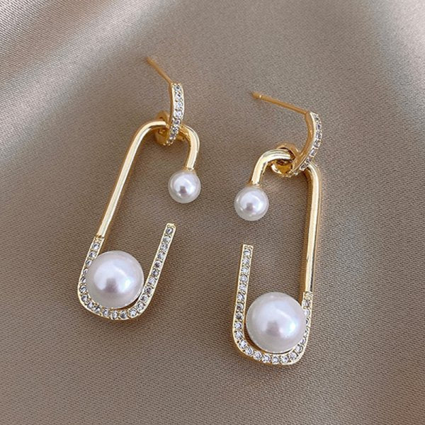 2022 New Classic Elegant Imitation Pearl Dangle Earrings For Women Crystal Long Tassel Exquisite Drop Earring Wedding Jewelry - Sangia Silks