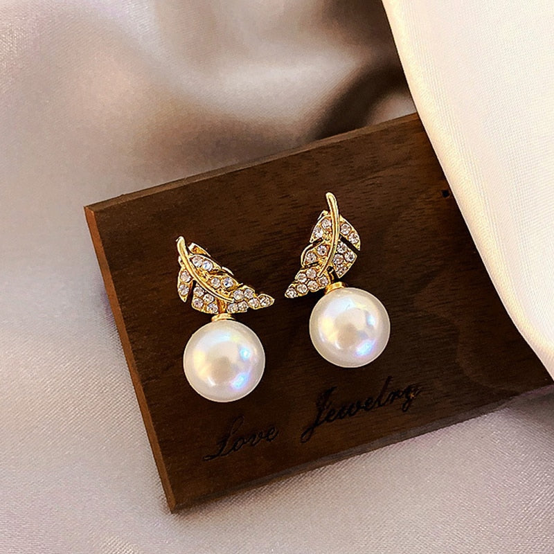 2022 New Classic Elegant Imitation Pearl Dangle Earrings For Women Crystal Long Tassel Exquisite Drop Earring Wedding Jewelry - Sangia Silks