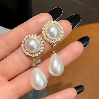 2022 New Classic Elegant Imitation Pearl Dangle Earrings For Women Crystal Long Tassel Exquisite Drop Earring Wedding Jewelry - Sangia Silks