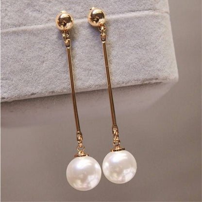 2022 New Classic Elegant Imitation Pearl Dangle Earrings For Women Crystal Long Tassel Exquisite Drop Earring Wedding Jewelry - Sangia Silks